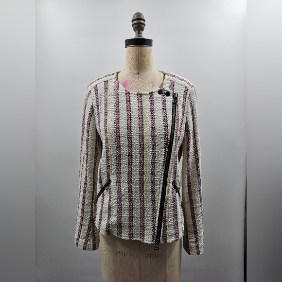 Veronica Beard MARA Striped Tweed Moto Zippered Jacket  Size 8  Retailed @ 650. - Picture 2 of 12